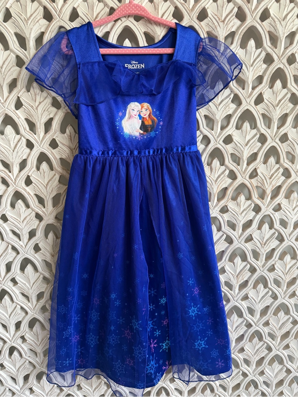 Disney Frozen Elsa Anna Girls Blue Nightgown Dress Size 6/6X